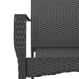 5 Piece Garden Dining Set with Cushions Black Poly Rattan - Low Angle