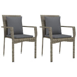 3 Piece Garden Dining Set with Cushions Black and Grey Poly Rattan