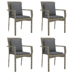 5 Piece Garden Dining Set with Cushions Black&Grey Poly Rattan