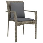 5 Piece Garden Dining Set with Cushions Black&Grey Poly Rattan