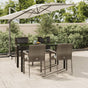 5 Piece Garden Dining Set with Cushions Black&Grey Poly Rattan