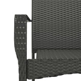 5 Piece Garden Dining Set with Cushions Black Poly Rattan - Low Angle