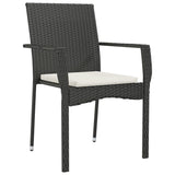 5 Piece Garden Dining Set with Cushions Black Poly Rattan - 45-Degree Angle