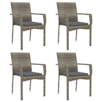 5 Piece Garden Dining Set with Cushions Black&Grey Poly Rattan