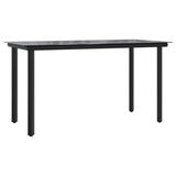 5 Piece Garden Dining Set with Cushions Black Poly Rattan - Rear View