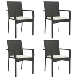 5 Piece Garden Dining Set with Cushions Black Poly Rattan - Top-Down View