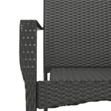 5 Piece Garden Dining Set with Cushions Black Poly Rattan - Low Angle