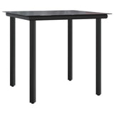 3 Piece Garden Dining Set with Cushions Black and Grey Poly Rattan - Rear View