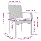 3 Piece Garden Dining Set with Cushions Black and Grey Poly Rattan - Extra Image
