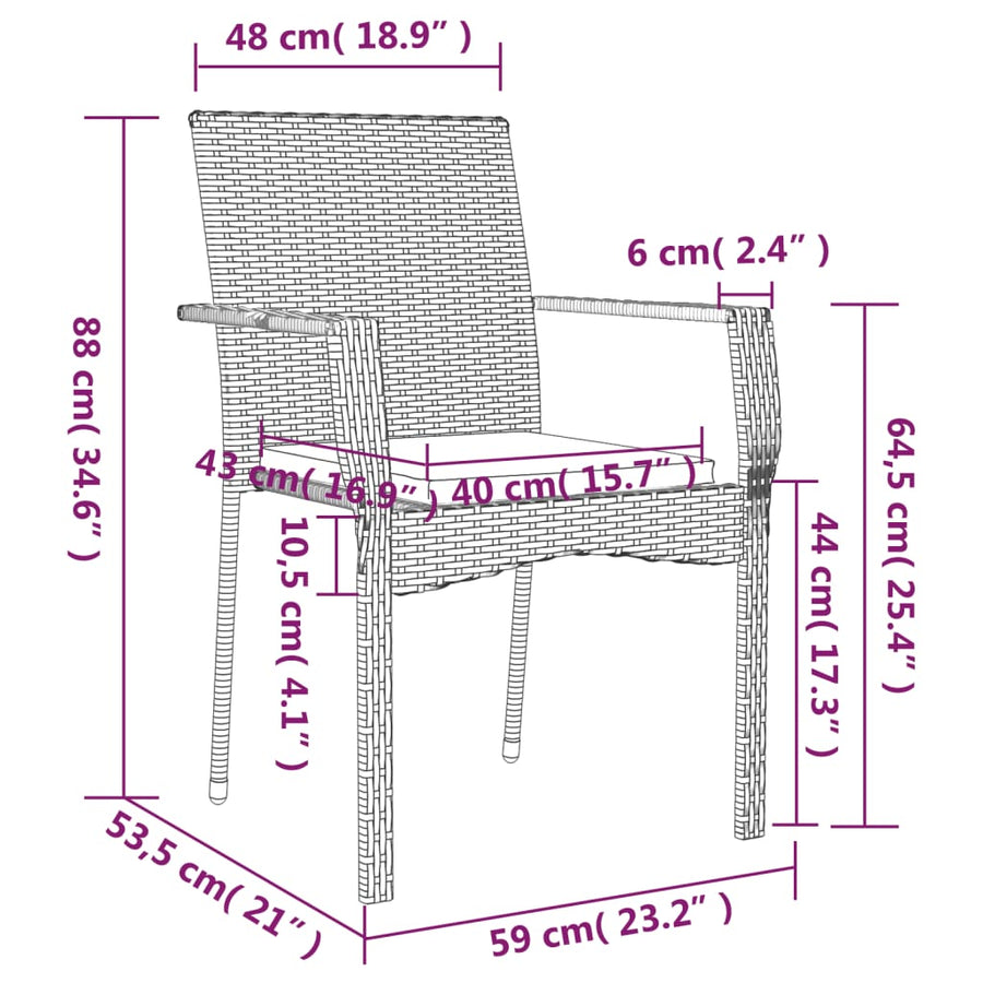 5 Piece Garden Dining Set with Cushions Black&Grey Poly Rattan