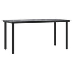 5 Piece Garden Dining Set with Cushions Black&Grey Poly Rattan