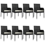 9 Piece Garden Dining Set with Cushions Black Poly Rattan - Top-Down View