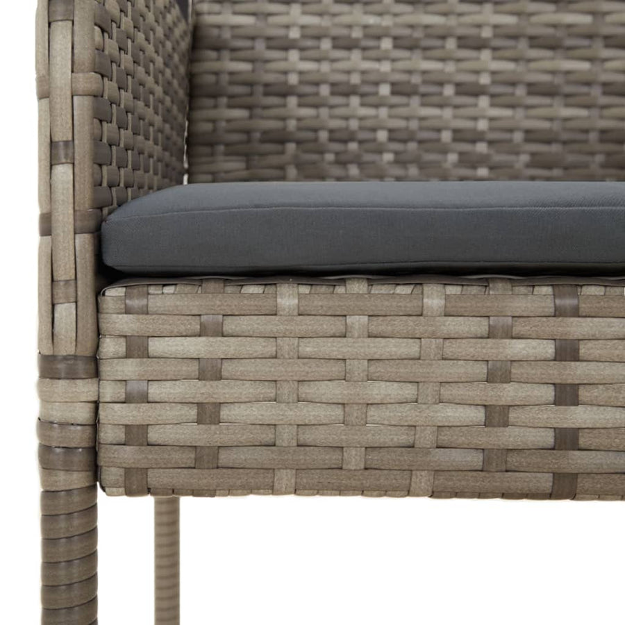 3 Piece Garden Dining Set with Cushions Black&Grey Poly Rattan