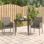 3 Piece Garden Dining Set with Cushions Black&Grey Poly Rattan