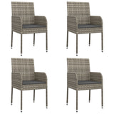 5 Piece Garden Dining Set with Cushions Black and Grey Poly Rattan - Top-Down View