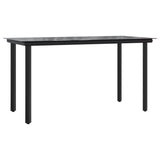 5 Piece Garden Dining Set with Cushions Black Poly Rattan - Rear View
