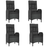 5 Piece Garden Dining Set with Cushions Black Poly Rattan - Top-Down View