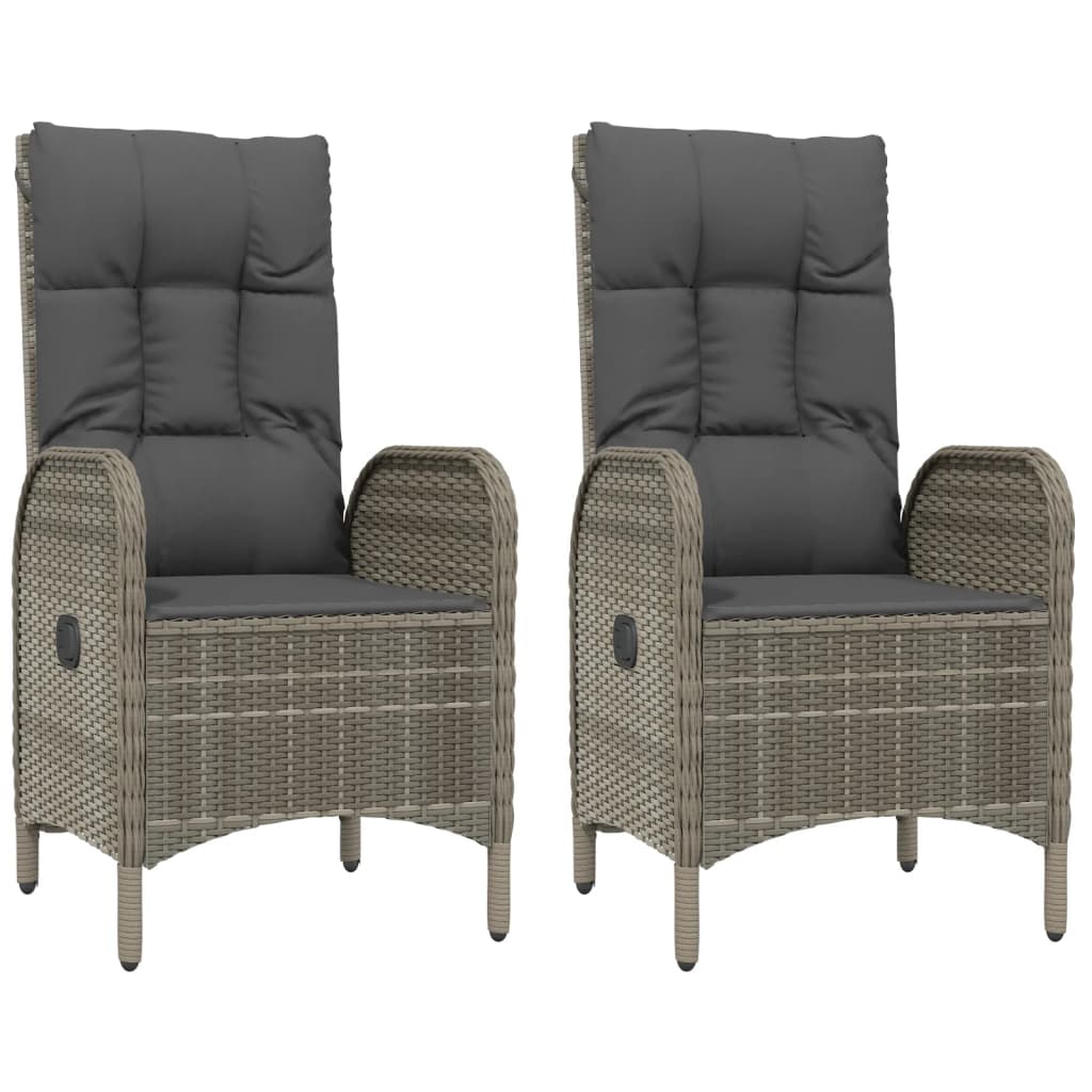 3 Piece Garden Dining Set with Cushions Black and Grey Poly Rattan