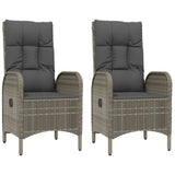 3 Piece Garden Dining Set with Cushions Black and Grey Poly Rattan