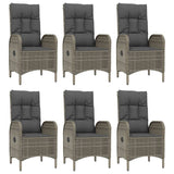 7 Piece Garden Dining Set with Cushions Black and Grey Poly Rattan - Top-Down View