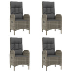 5 Piece Garden Dining Set with Cushions Black&Grey Poly Rattan