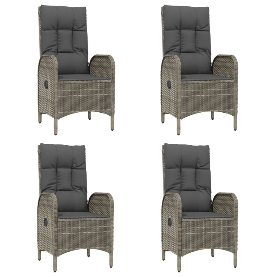 5 Piece Garden Dining Set with Cushions Black&Grey Poly Rattan