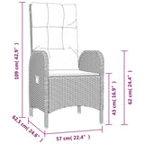 5 Piece Garden Dining Set with Cushions Black and Grey Poly Rattan