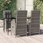 5 Piece Garden Dining Set with Cushions Black&Grey Poly Rattan