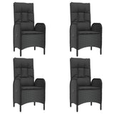 5 Piece Garden Dining Set with Cushions Black Poly Rattan