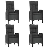 5 Piece Garden Dining Set with Cushions Black Poly Rattan - Top-Down View