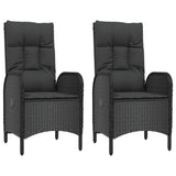 5 Piece Garden Dining Set with Cushions Black Poly Rattan