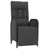 5 Piece Garden Dining Set with Cushions Black Poly Rattan - Rear View