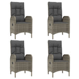 5 Piece Garden Dining Set with Cushions Black and Grey Poly Rattan