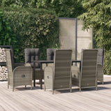 7 Piece Garden Dining Set with Cushions Black and Grey Poly Rattan