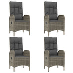 5 Piece Garden Dining Set with Cushions Black&Grey Poly Rattan