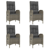 5 Piece Garden Dining Set with Cushions Black and Grey Poly Rattan - Top-Down View