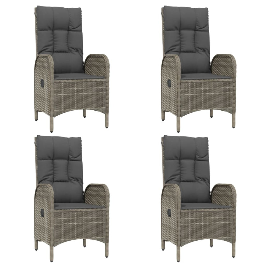 5 Piece Garden Dining Set with Cushions Black&Grey Poly Rattan