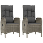 5 Piece Garden Dining Set with Cushions Black&Grey Poly Rattan