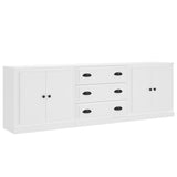 Sideboards 3 pcs White Engineered Wood - Front View