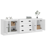 Sideboards 3 pcs White Engineered Wood - Side View