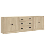 Sideboards 3 pcs Sonoma Oak Engineered Wood - Front View
