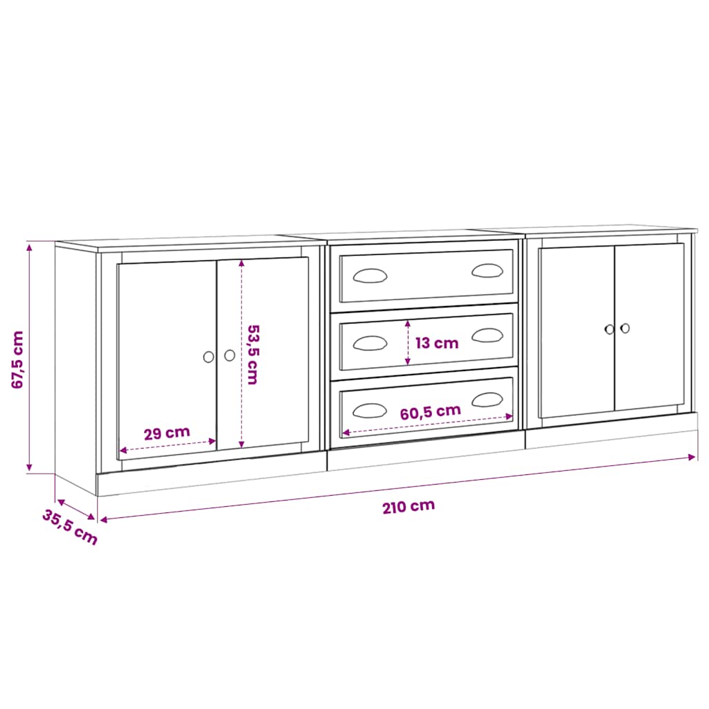 Sideboards 3 pcs Sonoma Oak Engineered Wood