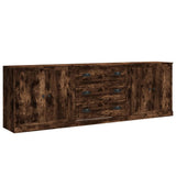 Sideboards 3 pcs Smoked Oak Engineered Wood - Front View