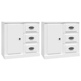 Sideboards 2 pcs White Engineered Wood - Front View