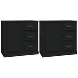 Sideboards 2 pcs Black Engineered Wood