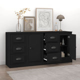 Sideboards 2 pcs Black Engineered Wood