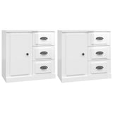Sideboards 2 pcs High Gloss White Engineered Wood - Front View