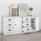 Sideboards 2 pcs High Gloss White Engineered Wood - Side View