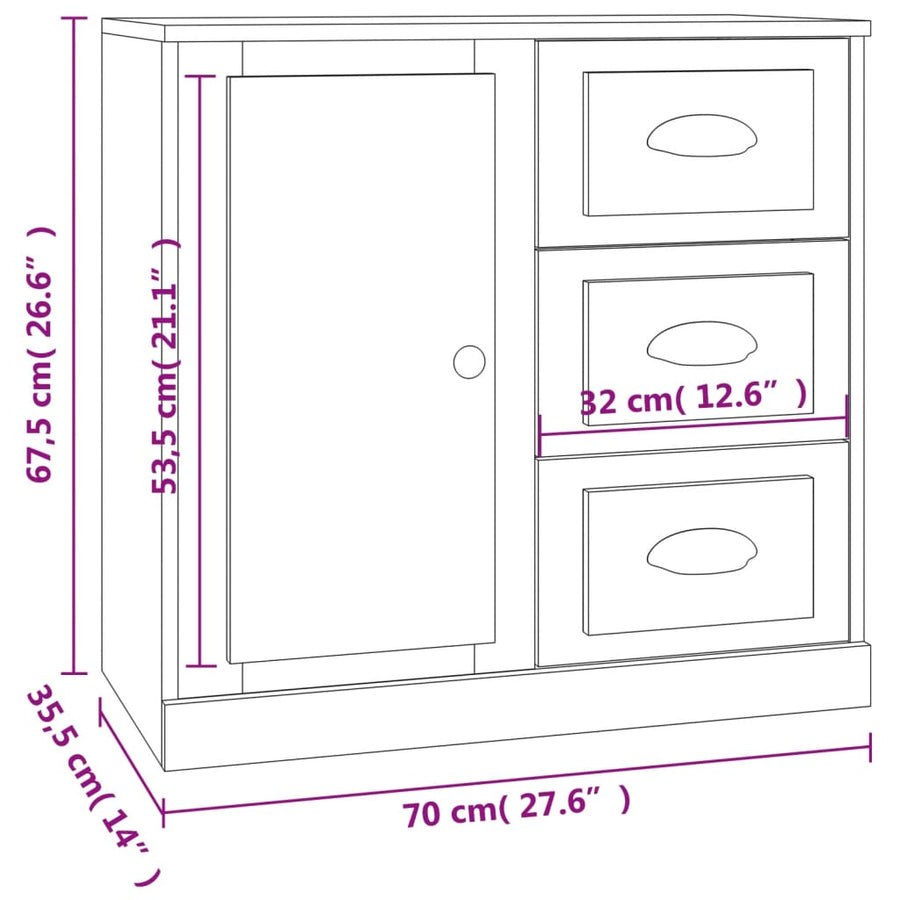 Sideboards 2 pcs Sonoma Oak Engineered Wood