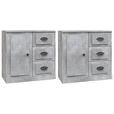 Sideboards 2 pcs Concrete Grey Engineered Wood - Front View
